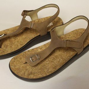 NEW SAS Marina T-Strap Brown Leather Sandal 10M